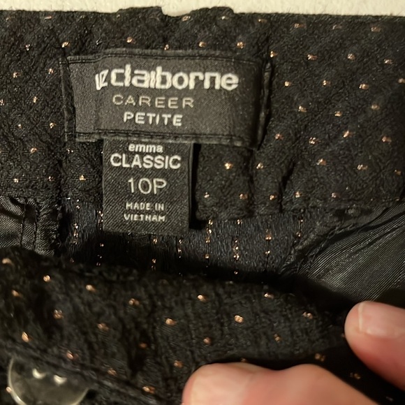 Lis Claiborne Black Polka Dot pants. Sz 10p - Picture 2 of 5